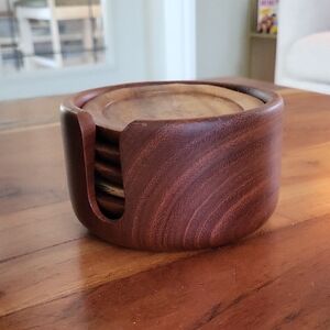 Wooden Coaster Set with Holder